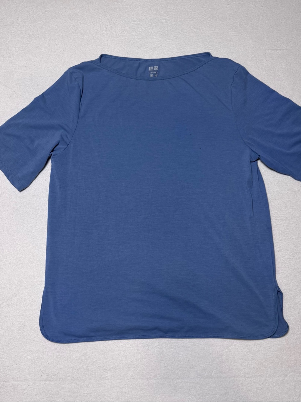 Uniqlo - Theory Boat Neck Slate Blue Short-Sleeve Tee, side vents, clean girl